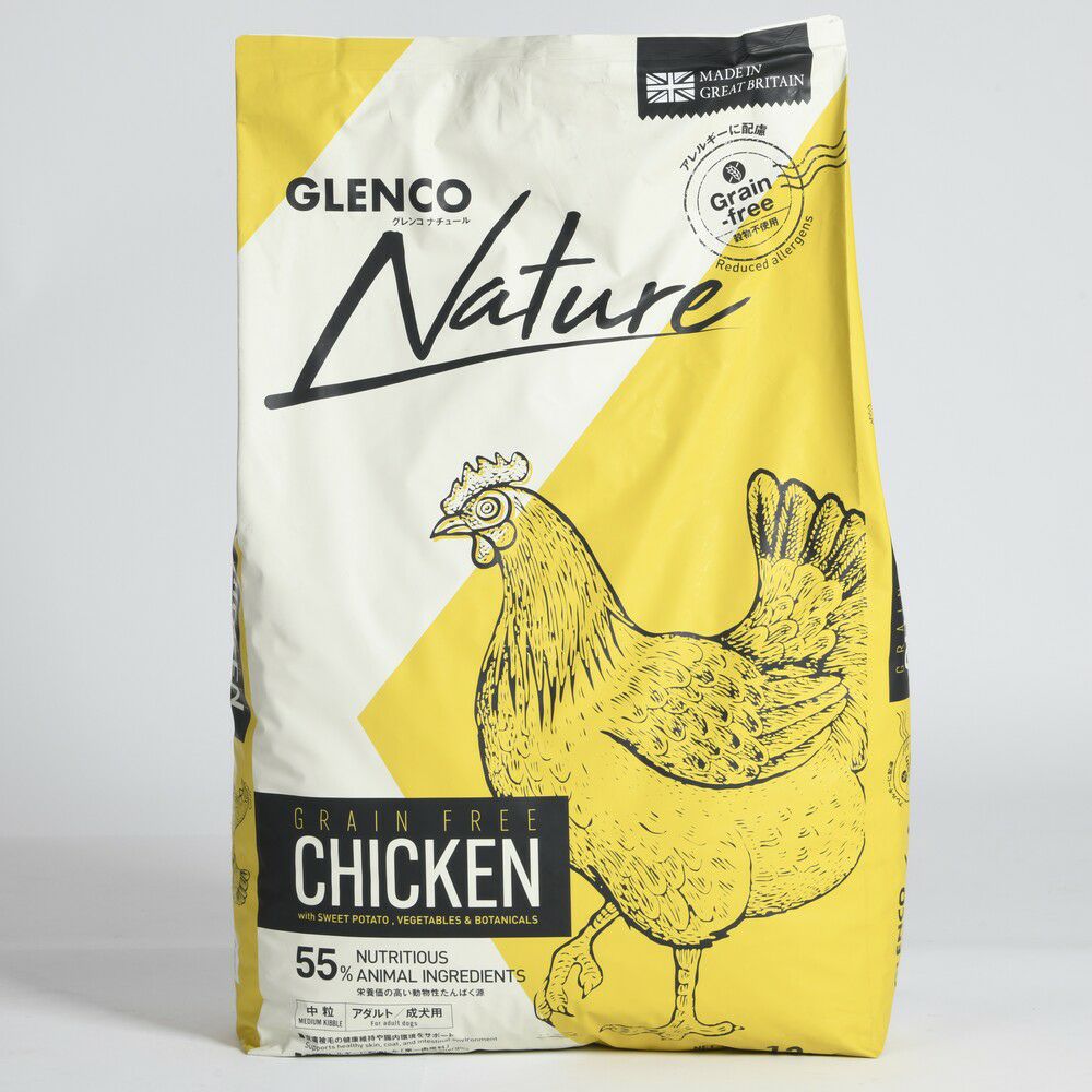 グレンコナチュール グレインフリー アダルト中粒 12kg【チキン