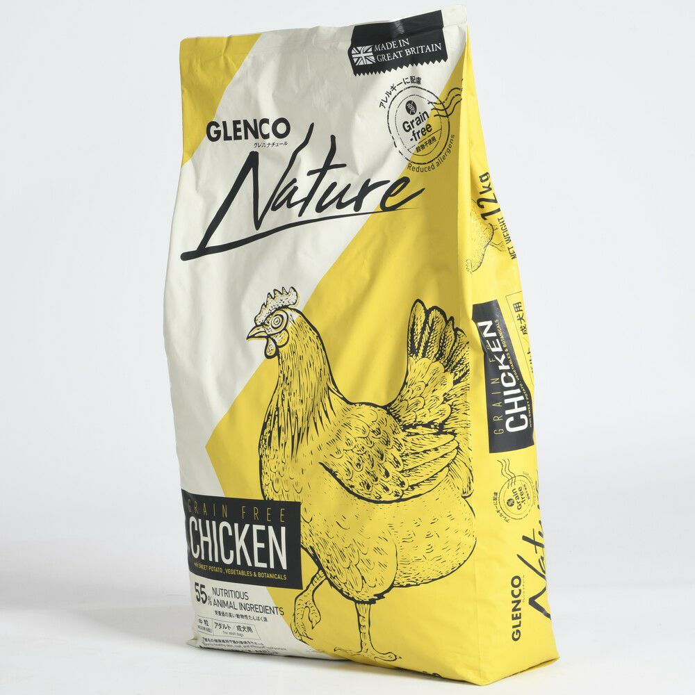 グレンコナチュール グレインフリー アダルト中粒 12kg【チキン